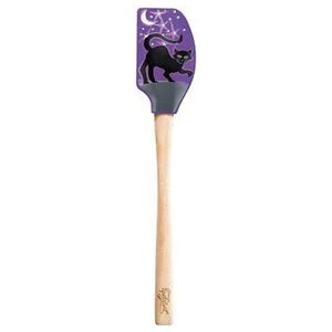 Tovolo Spatulart Halloween Black Cat Purple Silicone Spatula with Wooden Handle